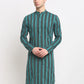 Jompers Men's Green Cotton Striped Kurta Only ( KO 643 Green )