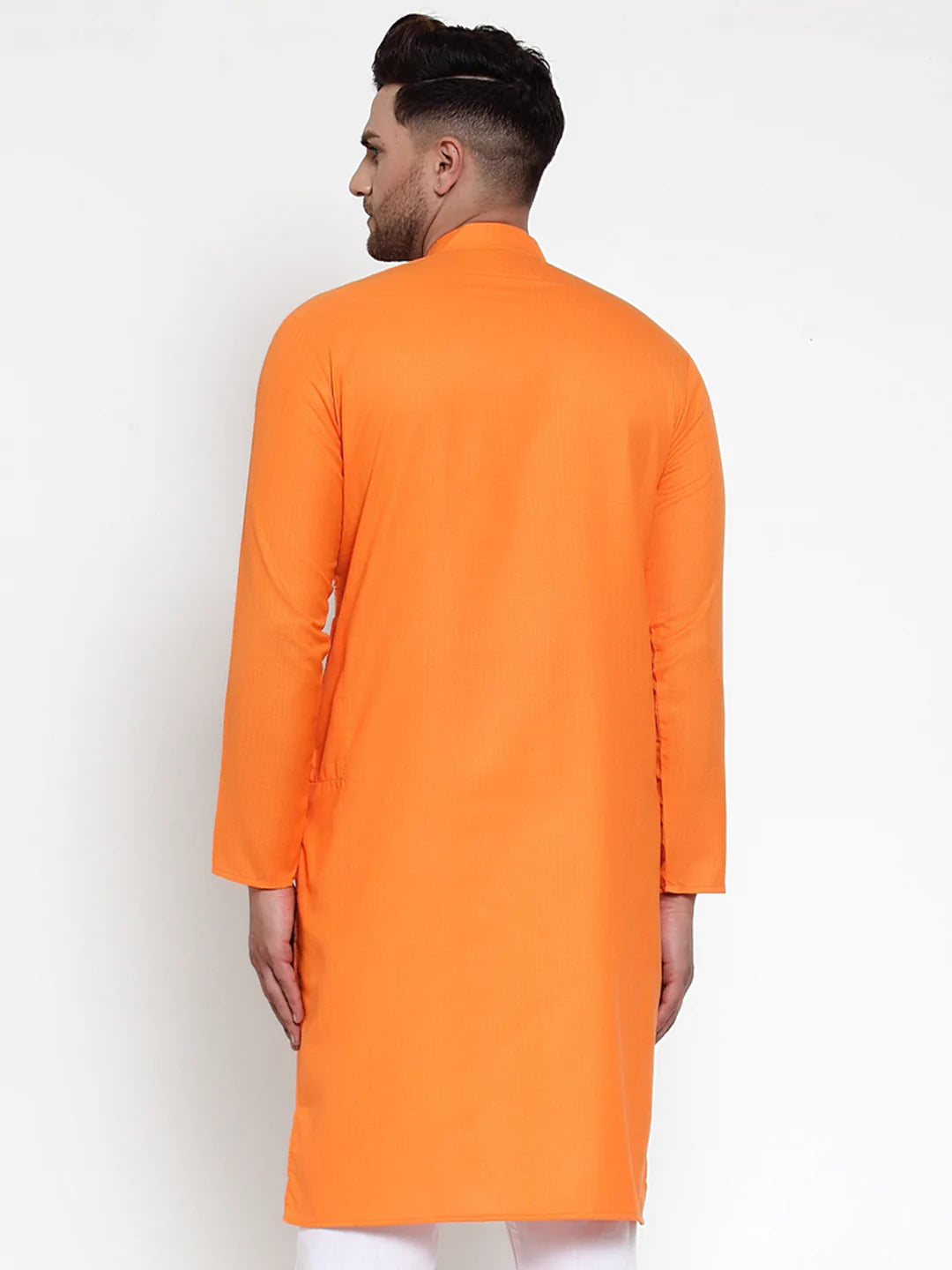 Orange & White Solid Kurta Only ( KO 532 Orange )