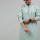 Men's Green Chikankari Embroidered and Sequence Kurta Only