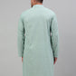 Men's Green Chikankari Embroidered and Sequence Kurta Only
