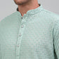 Men's Green Chikankari Embroidered and Sequence Kurta Only