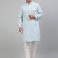 Men's Sky Blue Chikankari Embroidered and Sequence Kurta Only