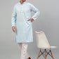 Men's Sky Blue Chikankari Embroidered and Sequence Kurta Only