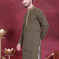 Men's Sequins Embroidered Kurtas ( KO 5013 Mehndi )