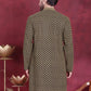 Men's Sequins Embroidered Kurtas ( KO 5013 Mehndi )