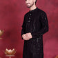 Men's Sequins Chikankari Embroidered Kurtas. ( KO 5015 Black )