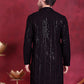 Men's Sequins Chikankari Embroidered Kurtas. ( KO 5015 Black )