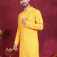 Men's Sequins Chikankari Embroidered Kurtas. ( KO 5015 Yellow )