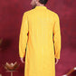Men's Sequins Chikankari Embroidered Kurtas. ( KO 5015 Yellow )
