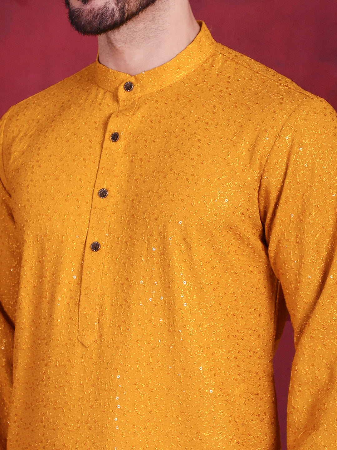 Sequins Chikankari Kurtas ( KO 5018 Mustard )