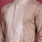 Men's Sequins Embroidered Kurtas. ( KO 5019 Beige ) [FF] [I-1-4]