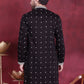 Men's Sequins Embroidered Kurtas. ( KO 5019 Black ) [FF] [I-1-4]