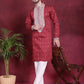 Men's Sequins Embroidered Kurtas. ( KO 5019 Maroon ) [FF] [I-1-4]