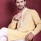 Men's Sequins Embroidered Kurtas. ( KO 5019 Yellow ) [FF] [I-1-4]