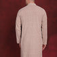 Men Sequin Embroidered Pure Cotton Kurtas ( KO 5028Beige )