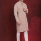 Men Sequin Embroidered Pure Cotton Kurtas ( KO 5028Beige )