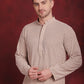 Men Sequin Embroidered Pure Cotton Kurtas ( KO 5028Beige )