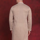 Men Sequin Chikankari Front Open Kurtas ( KO 5029Beige )
