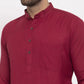 Men Maroon & White Solid Kurta Only ( KO 532 Maroon )
