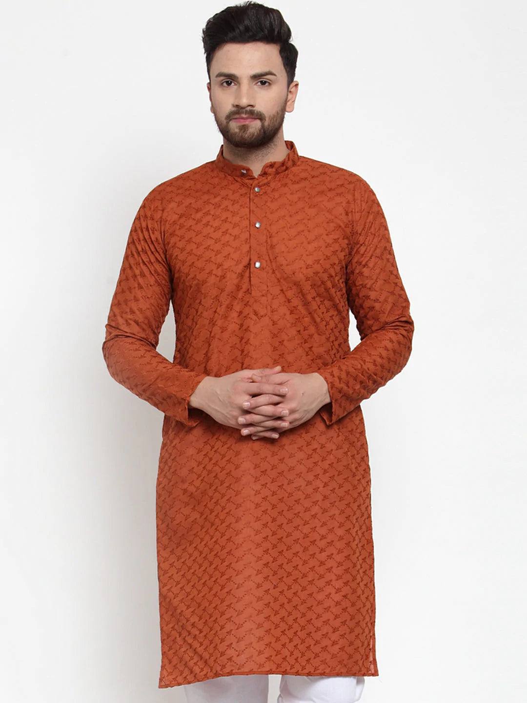 Jompers Men Brown Chikan Kurta Only ( KO 561 Brown )