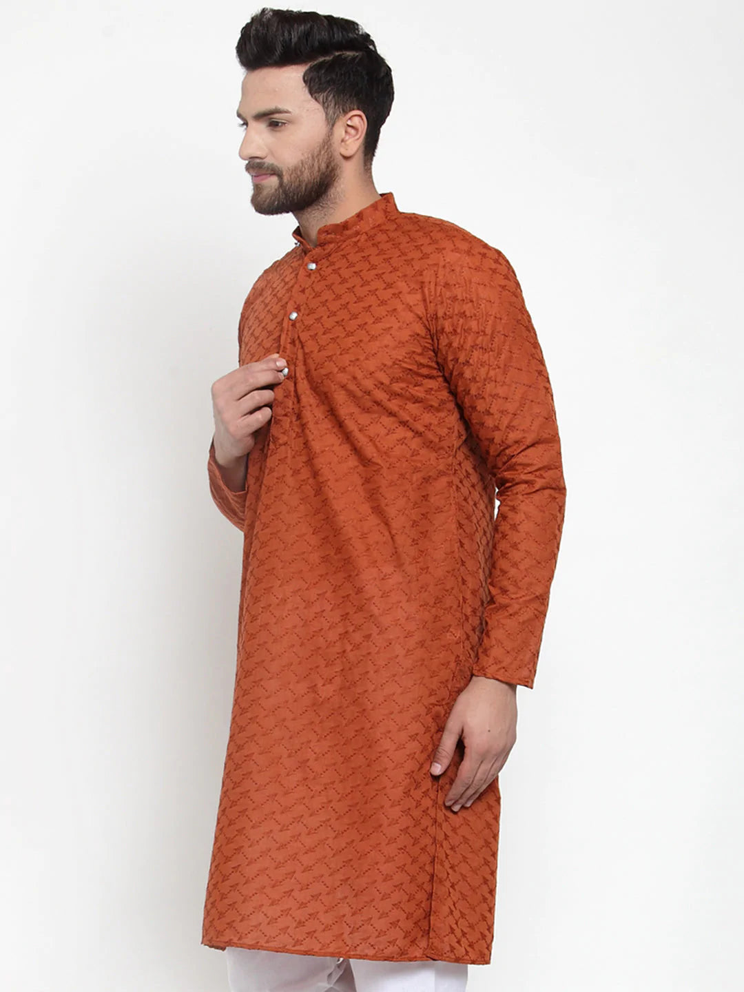 Jompers Men Brown Chikan Kurta Only ( KO 561 Brown )