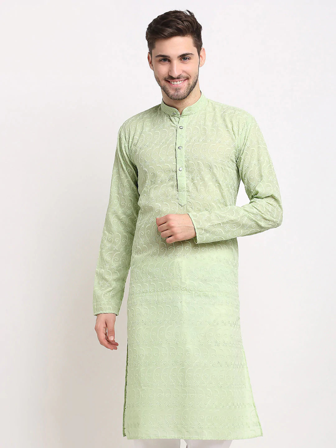 Jompers Men Green Chikan Kurta Only ( KO 561 Green )