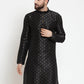 Jompers Men Black Woven Design Straight Kurta ( KO 563Black )