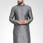 Men Silver-Colored & Black Self Design Kurta Only ( KO 584 Silver )