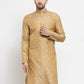 Men Silver-Colored & Golden Self Design Kurta Only ( KO 586 Silver )