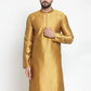 Jompers Men Mustard & White Self Design Kurta Only ( KO 589 Mustard )
