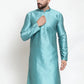 Jompers Men Light-Blue & White Self Design Kurta Only ( KO 589 Sky )