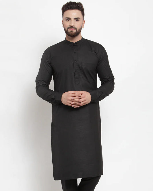 Jompers Men Black Solid Kurta Only ( KO 592 Black )