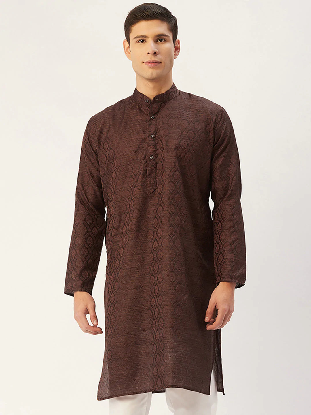 Men's Woven Design Jacquard Kurtas ( KO 597 Green )