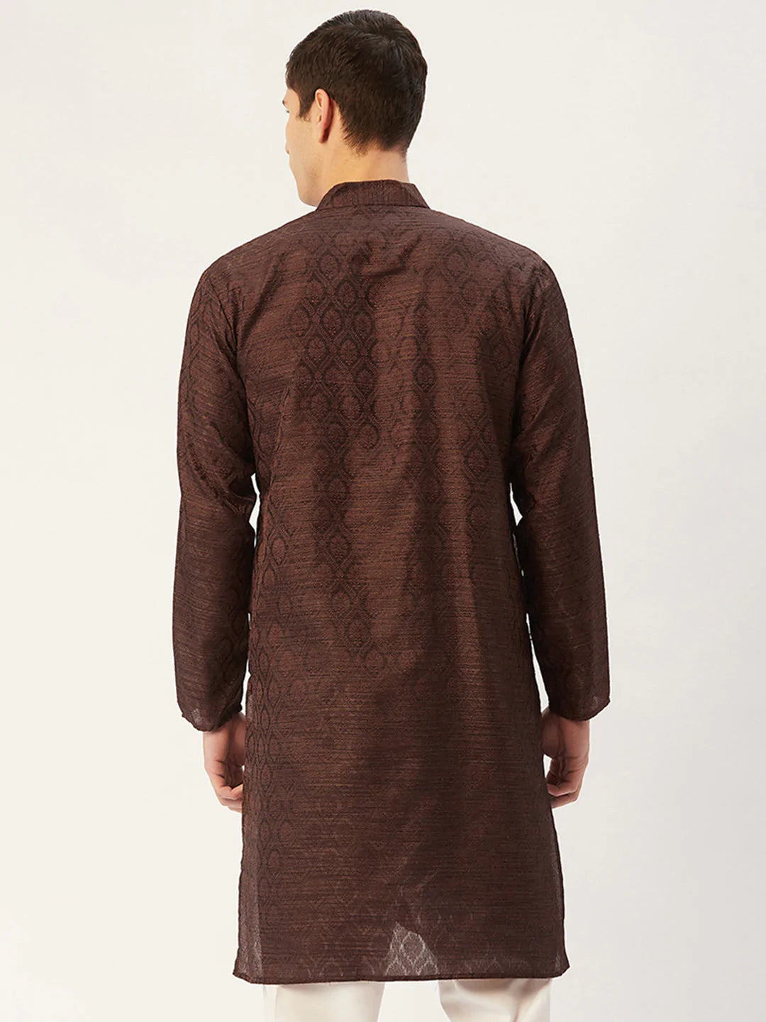 Men's Woven Design Jacquard Kurtas ( KO 597 Green )