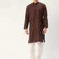 Men's Woven Design Jacquard Kurtas ( KO 597 Green )