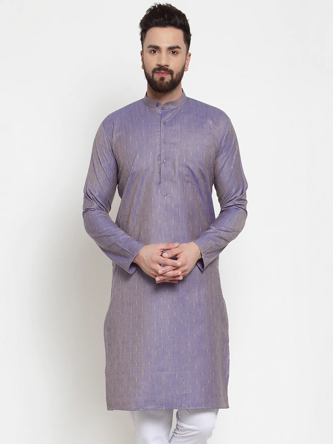 Jompers Men Blue & White Self Design Kurta Only ( KO 601 Blue )