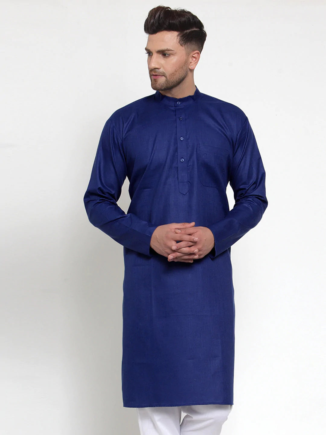 Jompers Men's Royal Blue Cotton Solid Kurta Only ( KO 611 Royal )