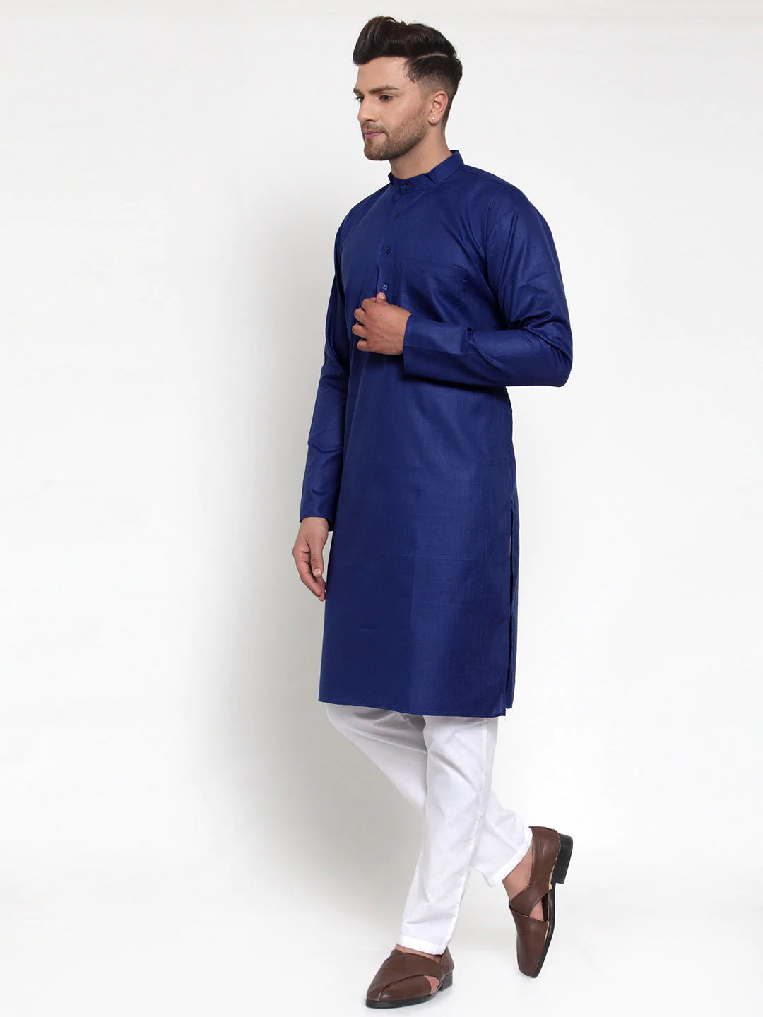 Jompers Men's Royal Blue Cotton Solid Kurta Only ( KO 611 Royal )