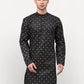 Jompers Men's Black Printed Cotton Kurta Only ( KO 614 Black )