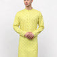 Jompers Men's Lemon Printed Cotton Kurta Only ( KO 614 Lemon )