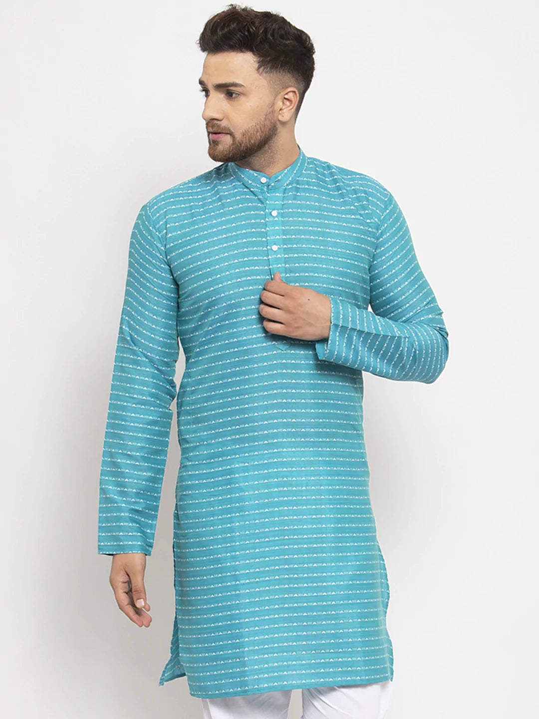 Jompers Men's Blue Printed Blue Kurta Only( KO 616 Blue )