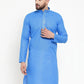 Jompers Men Blue & White Embroidered Kurta Only ( KO 617 Blue )