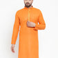 Jompers Men Orange & White Embroidered Kurta Only ( KO 617 Orange )