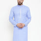 Jompers Men Blue & White Embroidered Kurta Only ( KO 617 Sky )