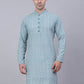 Men's Teal Blue & White embroidered Straight Kurtas ( KO 626 Teal )