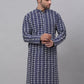 Men Navy Blue Embroidered Dupion Silk Kurtas ( KO 633Navy )