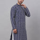 Men Navy Blue Embroidered Dupion Silk Kurtas ( KO 633Navy )