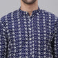 Men Navy Blue Embroidered Dupion Silk Kurtas ( KO 633Navy )