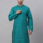 Jompers Men's Solid Dupion Silk Kurtas ( KO 636Teal )