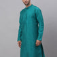 Jompers Men's Solid Dupion Silk Kurtas ( KO 636Teal )